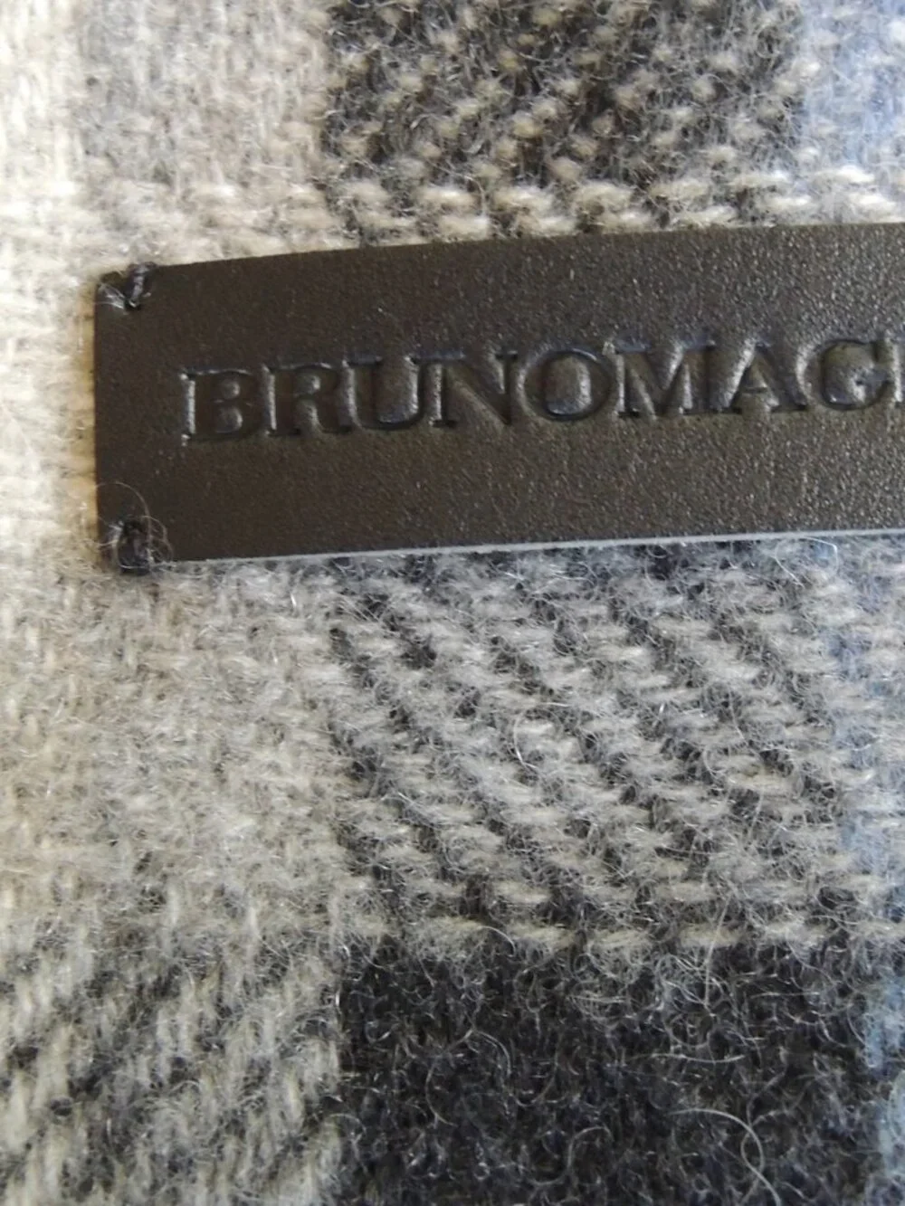 Bruno Magli Blue & Gray Mixed Weave Plaid Cashmere Scarf OS NWT